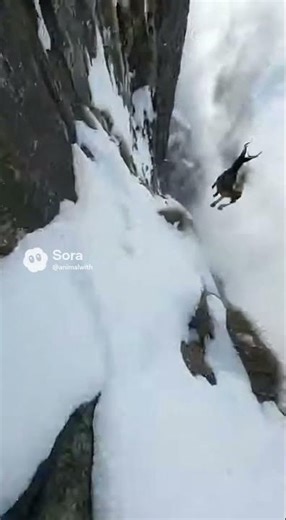 a snow leopard chasing a musk deer down a twisting slope