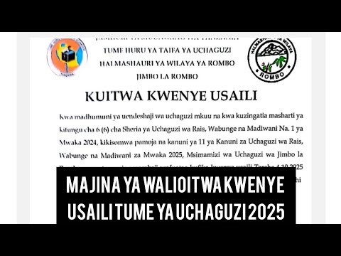 Majina Ya Walioitwa Kwenye Usaili Tume Ya Uchaguzi