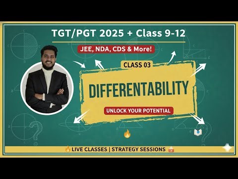 Differentiability | MCQ Practice Session & PYQs for TGT/PGT, JEE, NDA DSSSB, EMRS UP LT #dsssb #jee