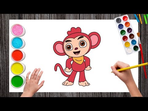 How to Draw Pinkfong Easy | Monkey Drawing | Poki Drawing | Pinkfong Characters Drawing