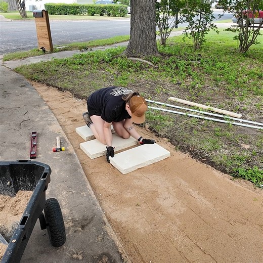 Simple materials, big curb appeal. Watch how I built this paver path! | Maker Gray