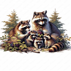 Raccoon Family Clipart: Wildlife Art Prints (digital Download) - Etsy