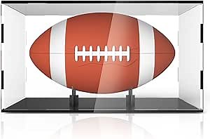 Football Display Case with Football Stand Holder - Acrylic Full Size Football Display Case Compatible with Adult Footballs / Youth Footballs / Kids Footballs