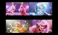 Mix of 4 videos from youtube : Go! Princess Precure 2nd Ending Comparation