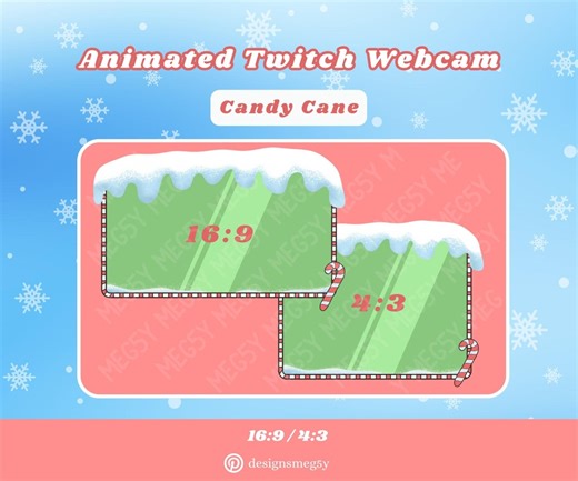 Animated Candy Cane Twitch Webcam Border | Snow Falling Overlay - Etsy