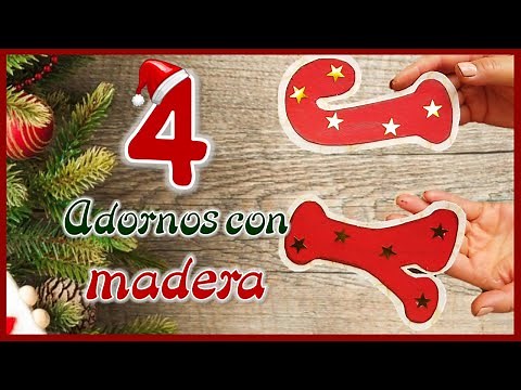 4 DECORACIONES NAVIDEÑAS CON RESTOS DE MADERA - Christmas crafts with wood - ADORNOS DE NAVIDAD