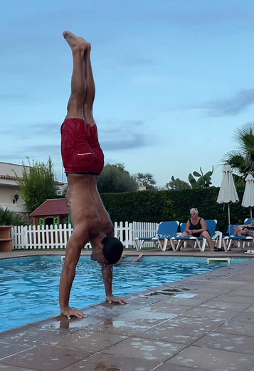 Calisthenics Handstands by the Pool