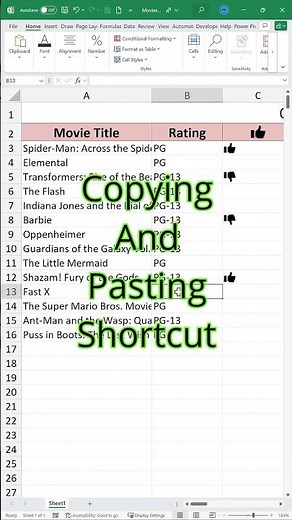 Shortcut for Copying and Pasting in Excel 🚀