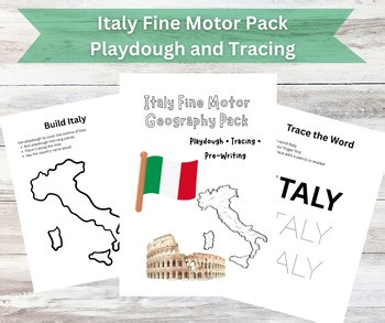 Italy Fine Motor Geography Pack | Playdough & Tracing Activities