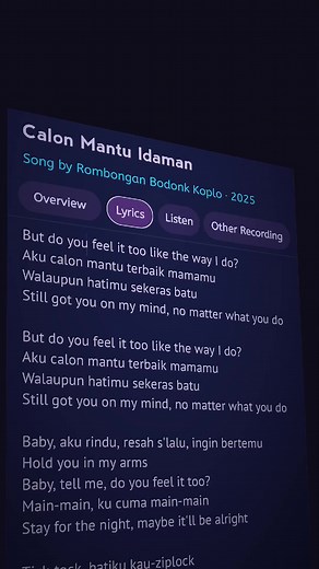 Lirik Lagu Calon Mantu Idaman