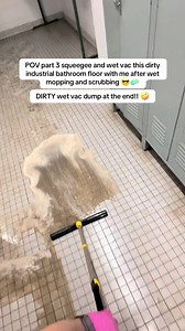POV squeegee and wet vac this dirty industrial bathroom floor with me after wet mopping and scrubbing using squeegee, ryobi wet vac, and meta raybans 😎🧼 with EXTRA DIRTY wet vac dump at the end 🤤🤪 #clean #wetmop #cleaning #cleaningpov #dirtywaterdump #mopping #metaraybans #cleantok #cleaningbusiness #cleaningasmr #bathroomcleaning #industrialcleaning #commercialcleaning | Brandon The Cleaner