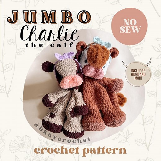 JUMBO Charlie the Calf Crochet Pattern | No Sew Crochet Amigurumi Pattern | Baby Cow Calf Highland Crochet Pattern | Cute Crochet Pattern - Etsy