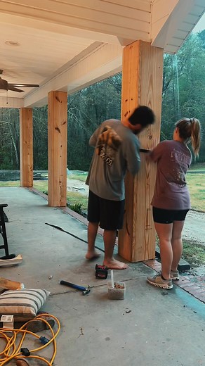 Goodbye round columns #frontporch #homerenovation #outdoorliving #homeprojects #diy #renovationseries #lifestyle #fyp #adayinmylife #fixerupper