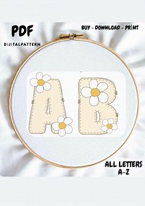 Alphabet Punch Needle Pattern | DIY Letter Embroidery Template| Modern Monogram Needlepoint Design | Digital Download - Etsy