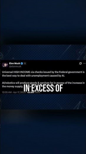 Elon Musk's AI Unemployment Solution: Universal Basic Income! #shorts