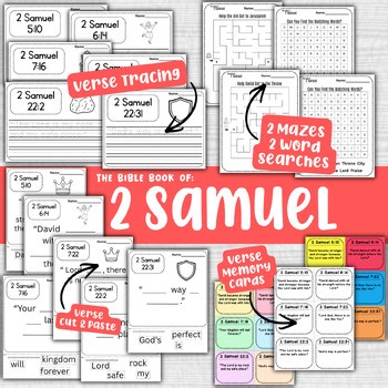2 Samuel Bible Verse Memory Learning Activity Worksheets & Memory Cards