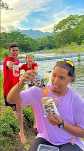 Kids when they want to eat chips at the waterfall river 👧🏊🏼‍♀️🌊🤣 #shorts #river #funny