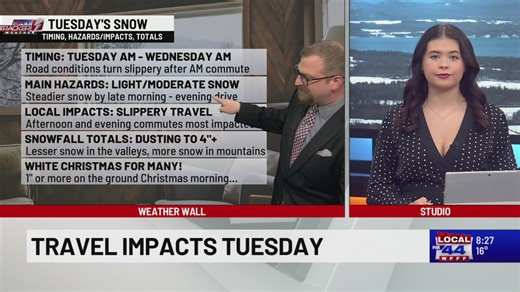 Tuesday's expected snowfall: New York, Vermont