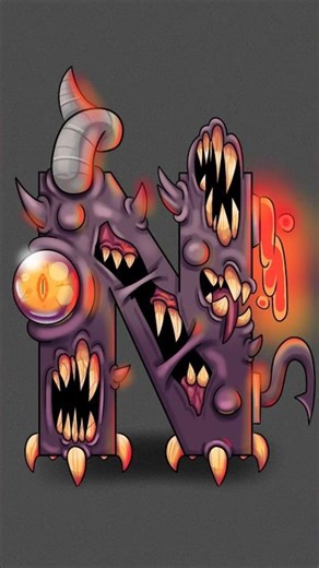 🎨 Drawing the letter "N" as if it were a monster [Digital art] #art #howtodraw #anime