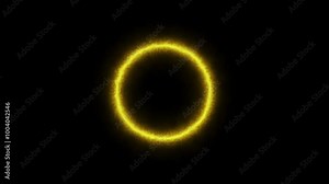 Yellow Smoke circle on black background, loop spectrum animation, glowing neon light
