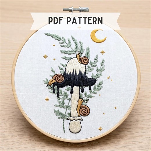 Gothic Mushrooms Hand Embroidery Pattern PDF Download Embroidery Hoop Art - Etsy UK