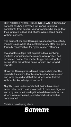 Breaking news batman was just arrested its was alleged that he leak some female photos and he’s giving female aids#guyana🇬🇾 #love #viral #foryoupageofficiall #blowthisup