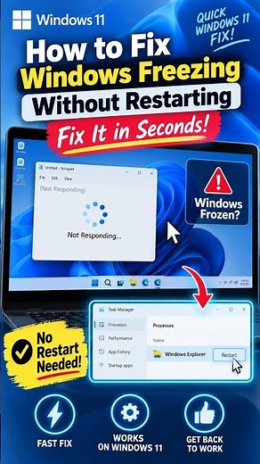 How to Fix Windows Freezing Without Restarting | Fix It in Seconds! #Windows11 #PCFix #Short #Tech