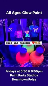 We’re ready to GLOW tonight in the purple bldg (117 W Orange). Come check out our new studio ❤️‍ @followers #paintpartystudios #foleymainstreet #kidslovetopaint #glowpaint | Paint Party Studios | Facebook