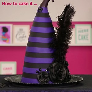 25K views · 477 reactions | This witch hat is every witch's dream accessory! It's made of black chocolate cake and stacked up with orange Italian meringue buttercream - a classic Halloween color combo! We iced and crumb coated it in black chocolate ganache then covered the cake in black fondant and added some gumpaste and black glitter detailing! Did You Love This Cake Design? | How To Cake It | Facebook