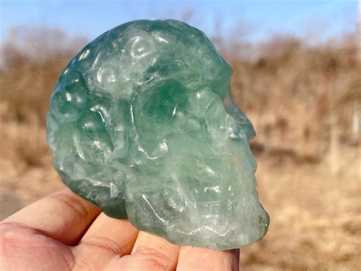 Green Fluorite Quartz Skull: Handmade Crystal Heaing 3.5" - Etsy