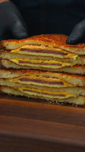 Delicious Ultimate Ham Cheese Sandwich ASMR Food
