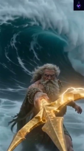 Poseidon raised his golden trident