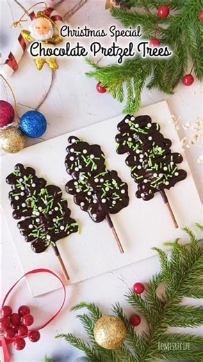 Chocolate Pretzel Tree 🎄 #christmas #chocolate #pretzel #christmastree #festival #youtubeshorts