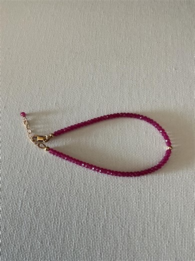 Genuine Ruby Dainty Bracelet/ Skinny/minimalist/staking Bracelet/july Birthday/gift for Her/ooak Handmade - Etsy