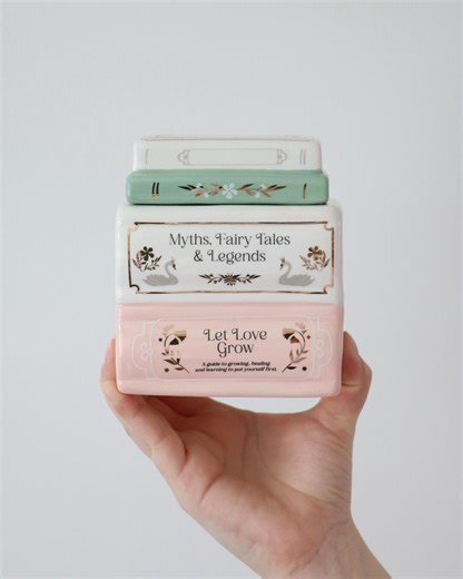 Book Stack Oil & Wax Melt Burner || Cermaic Oil and Wax Burner || Bookish Decor - Etsy