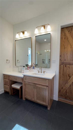 The double vanities have been a game changer 😍🤩🤍 #masterbathroomdesign #masterbath #newbuild #housetohome #vanity