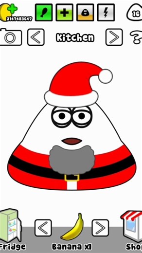 😂☃️santa or pou eats foods(pou game)