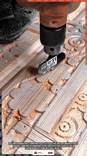 Rotary Wood Carving: Carving Wood Patterns Neat Uniform Precise #tool #tools #innovation