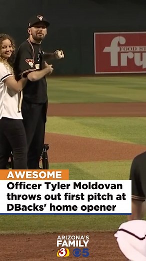 204K views · 8.7K reactions | LOVE TO SEE IT: Phoenix Officer Tyler Moldovan, wounded in the line of duty, threw out the first pitch at last night's Dbacks' home opener! ⚾ | azfamily 3TV CBS 5 | Facebook