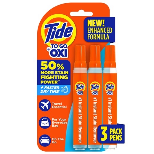 Tide To Go Instant Laundry Stain Remover Pen and Spot Cleaner, Travel Size Stain Sticks, Fresh, 1.01 fl oz, 3 Count