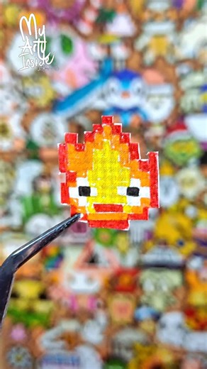 Calcifer Pixel Art 🔥 | Howl’s Moving Castle (ハウルの動く城) | Fire Spirit Timelapse