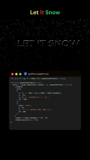 Let It Snow: JavaScript Snowfall Text Effect #coding #programming #christmas #christmas2025 #snow