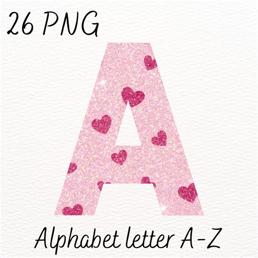Valentine Alphabet A–Z PNG | Pink Glitter Heart Letters | Love Typography Clipart (digital Download) - Etsy Australia