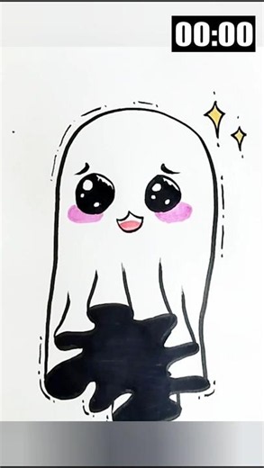 how to draw a cute ghost #day44 #cute #drawing #monster #ghost #easydraw
