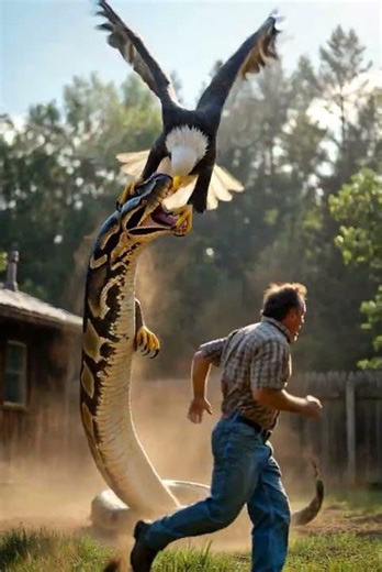 Python Attacks Man… Eagle Strikes in Seconds! 😱🦅🐍 #Shorts