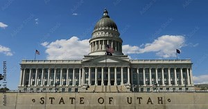 Utah State Capitol Building DCI 4K fast time lapse. Offices of the Utah State Legislature, the offices of the Governor, Lieutenant Governor, Attorney General. On the hill north of Temple Square.