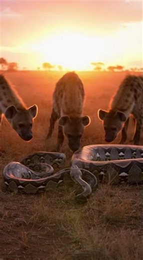 What will the hyena find inside the python’s hidden cave #wildlife #nature #adventure