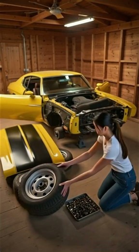 ASMR Car Restoration: Abandoned 1970 Buick GSX Rebuild 🟡🛠️ #shorts