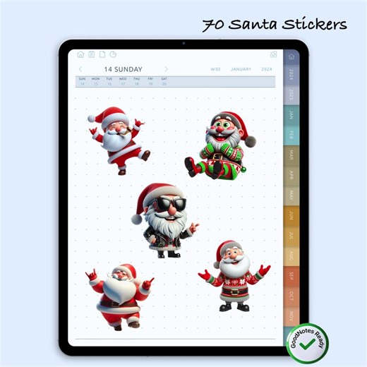 70 Funny Santa Stickers for Goodnotes – Pre-cropped Digital PNG Pack - Etsy