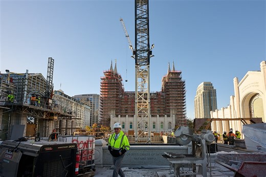 Salt Lake City Temple renovation update: north tower crane removed